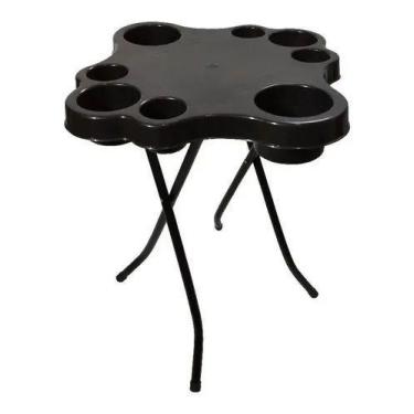 Imagem de Mesa Petisqueira Dobrável Plástico - Várias Cores + 2 Banquetas Baixas