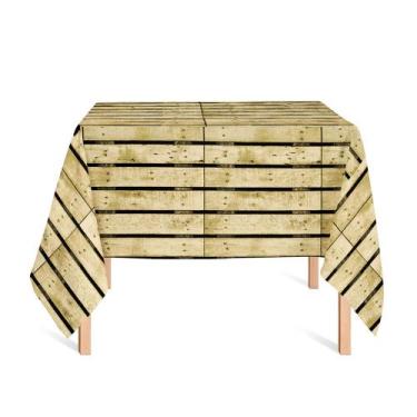 Imagem de Toalha de Mesa Quadrada em Tecido Jacquard Estampado Pallet, 2,20 x 2,