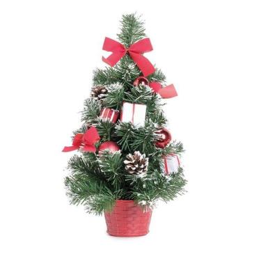 Imagem de Mini Pinheiro Decorado Vermelho e Verde 40cm - 01 unidade - Eucalipto 