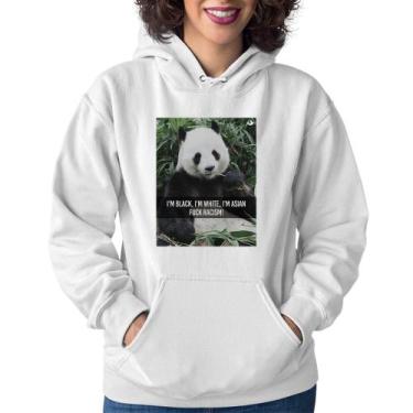 Imagem de Moletom Feminino Panda Fuck Racism! - Foca na Moda, Branco, G