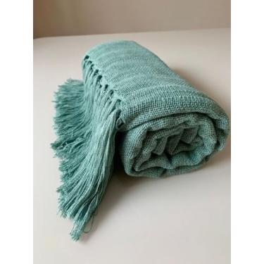 Imagem de Manta Para Sofa E Poltronas Pistache Luxo 100% Algodão Tear Mineiro Ar