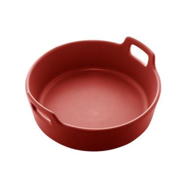 Imagem de Travessa Porcelana Redonda Nordica Vermelho Matt 22x9cm - Bon Gourmet