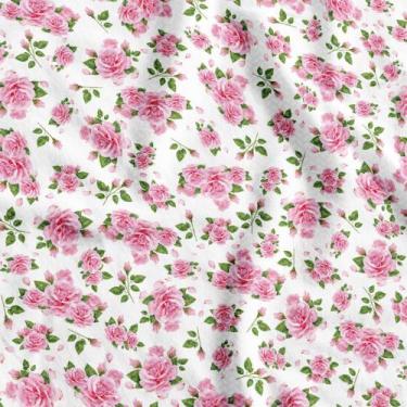 Imagem de TNT Estampado 1,40M 40G Rosas COR de Rosa Rolo com 25 Metros - Supper