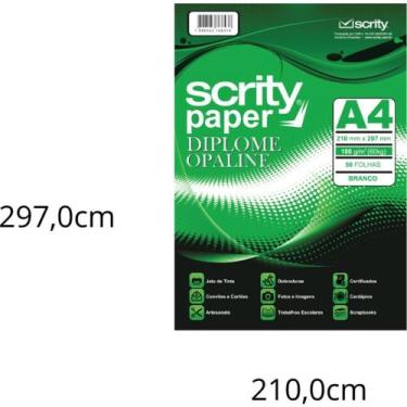 Imagem de Papel A4 Diplomata Branco 180G - Caixa com 50 Folhas - SCRITY