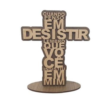 Imagem de Display com Base Cruz Quando Penso em 16cm Madeira Mdf - ATACADÃO DO A