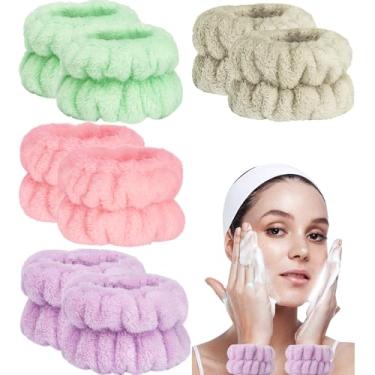 Imagem de Taocar 8 pulseiras para lavar o rosto, pulseiras absorventes para lavar o rosto, toalhas de pulso femininas de microfibra, faixa de lavagem elástica para homens e crianças, evita que a água derrame