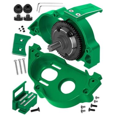 Imagem de hopsupRC RC Aluminum Motor Mount Gear Cover- Steel 57T Spur Gear Slipper Clutch Differential Upgrades Part for 1/10 Kraton/Outcast 4x4 4S V2 BLX T3/T4,1/8 Mojave 4X4 4S BLX,Diff Gear Gearbox.Green