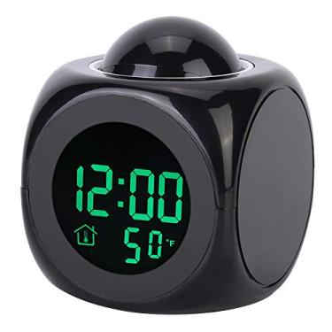 Imagem de Despertador de Projeção Personalizada Com Display LCD, Anúncio de Hora Em Voz, Luz Noturna - Preto - Multifuncional para Sala de Estar