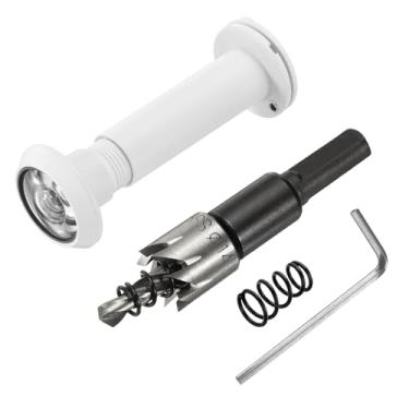 Imagem de PATIKIL Visualizador de porta de 9/40.6 cm, visor de porta de privacidade de cobre com capa de privacidade, 180 graus serve para porta de 6 a 9 mm com broca de 14 mm/0,55" para segurança, branco