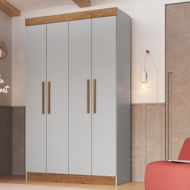 Imagem de Guarda Roupa Solteiro 4 Portas 100 MDF New Recife Doripel - Lunar Nogueira