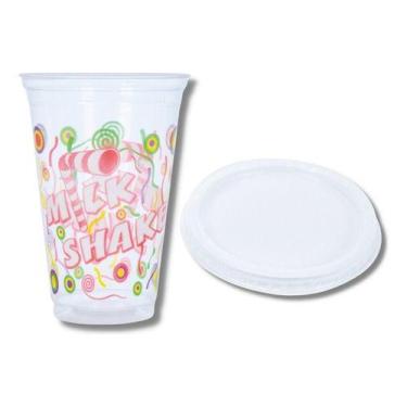 Imagem de 100 Un. De Copo P/ Milk Shake 550 Ml. +  Tampa S/ Furo - Kopus