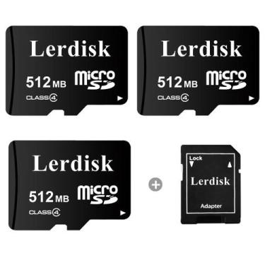 Imagem de Cartão Micro SD Lerdisk 512MB (0,5GB) - Pacote com 3 Unidades para MP3