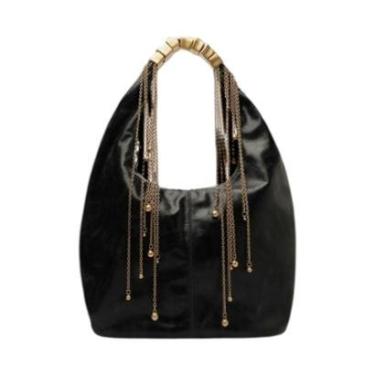 Imagem de Bolsa Feminina Arezzo Hobo De Ombro Alça Metais Grande Preto-Feminino