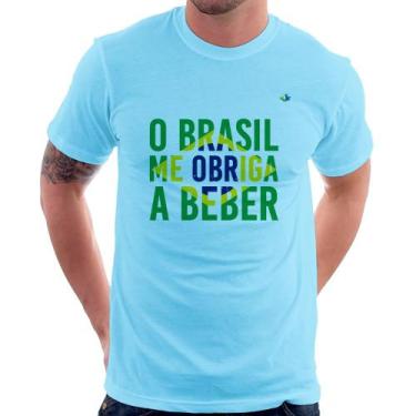Imagem de Camiseta O Brasil me obriga a beber - Foca na Moda, Azul bebê, GG