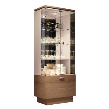 Imagem de Cristaleira de Vidro com Espelho River Castanho/Off White H01 - D`Rossi