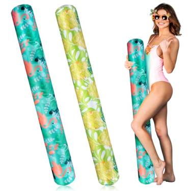 Imagem de Blueweenly Pacote com 2 boias infláveis de macarrão de piscina para adultos com tecido macio coberto de tecido grande para flutuar para férias de verão, mar, praia, lago, festa de exercícios
