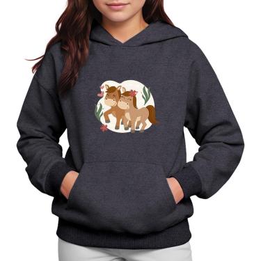 Imagem de Moletom Infantil Canguru Menina Estampa Cavalinhos-Feminino