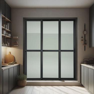 Imagem de Porta de Correr 3 Folhas Moveis Sequenciais 210 X 240 Elite com Fechadura Tetra Vidro Liso