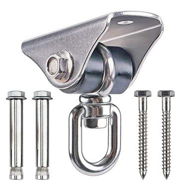 Imagem de BeneLabel Gancho giratório silencioso resistente, rotação de 360°, aço inoxidável, resistente, para swing, rede, ioga, saco de areia, capacidade de 453 kg