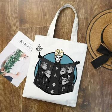 Imagem de Bolsa Tote de Lona Feminina Grande - Estilo Ghost Band Harajuku, Eu