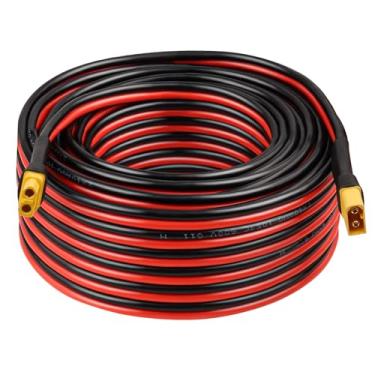 Imagem de Kimbluth Cabo de extensão XT60 10AWG 50FT 2 3 5 10 15 20 25 30 35 40 50 75 100FT XT60 conector fêmea para macho para estação de energia portátil painel solar RC bateria