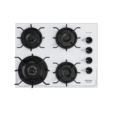 Imagem de Cooktop 4 Bocas Itatiaia Tripla Chama Branco A Gás Em Aço Inox E Trempes Em Ferro Fundido Itamaster - Bivolt