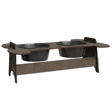Imagem de Comedouro Duplo Suspenso Pote Para Ração Agua Em Mdf Para Cachorro Gato Pets