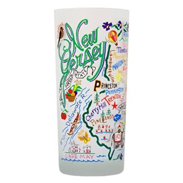 Imagem de Catstudio Copo de vidro fosco New Jersey para cozinha, copos de bebida, copo de 425 g lavável na lava-louças para amantes de Nova Jersey