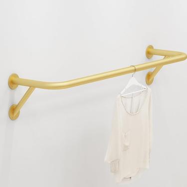 Imagem de Cabide De Roupas Dourado Montado Na Parede Cabide De Roupas De Tubo Industrial, Cabide De Roupas Resistentes Para Pendurar Roupas, Cabide De Armário Multiuso Para Guarda-roupa, Gold, Length 80cm