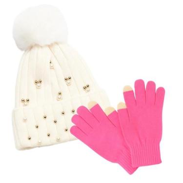 Imagem de Kit Inverno Feminino Touca Térmica e Luvas Touchscreen - Estilo, Confo