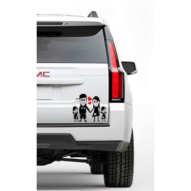 Imagem de Adesivo Para Carro Família Feliz - Casal + 2 Filhas - Lojinha Da Luc A