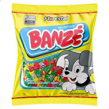 Imagem de Bala Mastigável Frutas Morango Abacaxi e Menta Banzé Florestal Pacote 