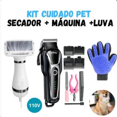 Imagem de Kit Completo Máquina de Tosa: Secador 2 em 1 e Luva Silicone Azul - RO