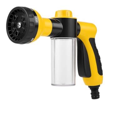 Imagem de Pistola Esguicho a Jato Alta Pressão para Mangueira com Reservatório de Sabão 100ml Engate Rápido 8 Tipos de Jato Lavagem de Carros Jardim e Irrigação