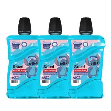 Imagem de Kit 3 Enxaguante Bucal Antisséptico Stitch Sabor Morango Sem Álcool 30