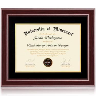 Imagem de Minesaxel Molduras para diploma de 40 x 50 cm, 30 x 38 cm com tapete preto, serve para documento de certificado de graduação, moldura vermelha cereja 50 x 40 cm com painel de vidro temperado para