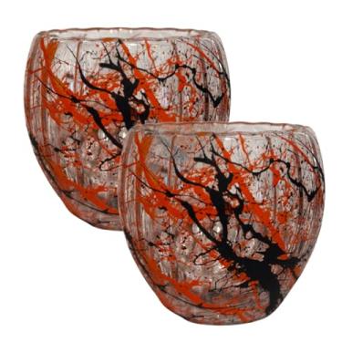 Imagem de Conjunto de 2 Xícaras Personalizadasc- Vidro Decorativas, Design Splash, 80ml para Café e Chá - Cor Dourado - Preto Metálico