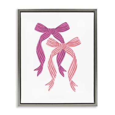 Imagem de Stupell Industries Design de arte de parede em tela flutuante cinza magenta e vermelho com laço duplo por Krissy Mast, 78 x 63 cm