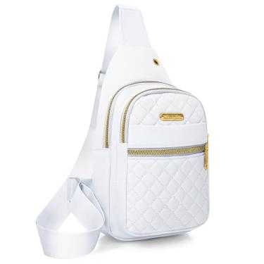 Imagem de Aisijimo Bolsa tiracolo pequena para mulheres e homens, mochila tiracolo casual, 8002-branco-2, Small, Mochilas Sling