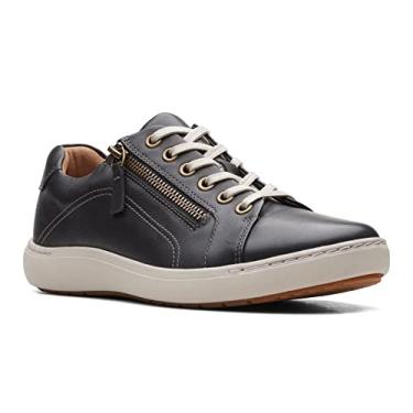 Imagem de Clarks Tênis feminino de renda Nalle, Leat preto, 8.5 Wide