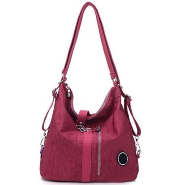 Imagem de O-TBOST Mochila conversível feminina moderna bolsa tiracolo de nylon à prova d'água, Borgonha, Medium