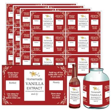 Imagem de 120 etiquetas de extrato de baunilha de Natal, adesivos caseiros de extrato de baunilha, adesivos de licor de baunilha, adesivos de molho picante, rótulos de garrafa de baunilha de Natal para 113 g
