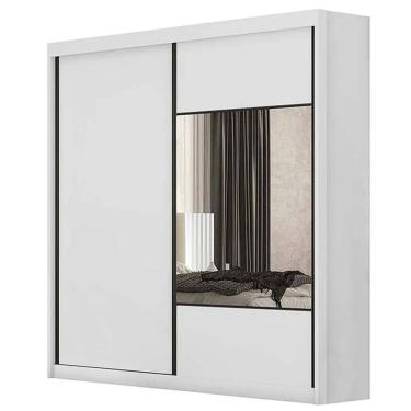 Imagem de Guarda Roupa Versatto Casal 2 Portas 6 Gavetas com Espelho Novo Horizonte Cor Neve
