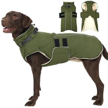 Imagem de Jaquetas para cães de médio e grande porte, casaco de inverno impermeável com arnês, gancho ajustável refletivo e laço quente para o clima frio