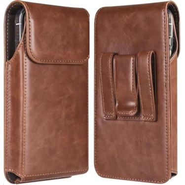 Imagem de NINKI Coldre de telefone de couro para iPhone 17 Pro/17/16 Pro/16e/16/15 Pro/XR, capa de bolso para transporte com clipe de cinto para Samsung S25/S24/S23, cinto feminino, marrom