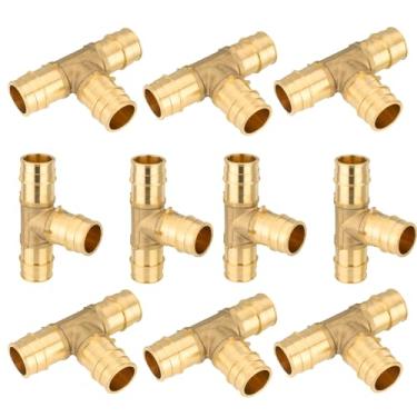Imagem de GUOFIS Conexões de expansão PEX-A de 1/5.1 cm, camiseta de latão F1960, acessórios de expansão PEX para tubos Pex A (pacote com 10) (PEX1960041)