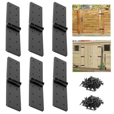 Imagem de YIDAHOOG Dobradiças dobráveis resistentes de 270° com parafusos - ajustáveis para portas duplas, armário, celeiro, portão de cerca, caixa de madeira, porta interna (6, preto)