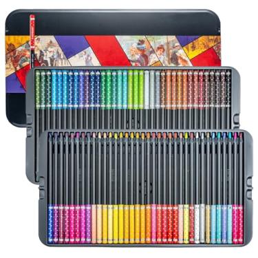 Imagem de Black Wood Professional Colored Pencils Set, Oil-Based, 4mm Soft Core for Artists, Drawing, Sketching, Shading, Blending, Layering, Adult Coloring Books, Pre-Sharpened in Metal Tin Box (72 Colors)