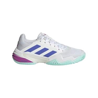 Imagem de adidas Tênis feminino Barricade 13, Branco/cobalto azul/roxo explosão, 34