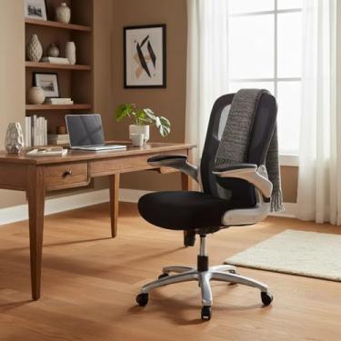 Imagem de Cadeira Presidente Plus Size BlumeOffice, Suporta 180kg, Tela de Poliéster, Ergonômica, Preta